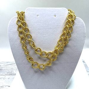 Anne Klein Twisted Gold Necklace Vintage Chunky Statement Necklace 32”